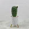 Decorative Flowers Artificial Plastic Cactus Succulent Prickly Pear Potted Plant Eco-friendly Home Office Desktop With Pot