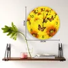 Wandklokken Zonnebloem Gele Vlinder Boeket Grote Klok Eetkamer Restaurant Cafe Decor Ronde Stille Woondecoratie