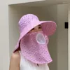 Wide Brim Hats Summer Sunshade Hat Female Sunscreen Cover Face Korean Version Big Along Riding Protection Sun Tea Picking