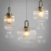 Pendant Lamps Nordic Stripe Can Glass Light Modern Restaurant Bar Lamp Bedroom Living Room Hanging Corridor Bedside Designer