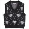 Kvinnors tröjor Autumn Sweater Vest for Women V Neck Loose Fit Pullovers Sticked Preppy Style Sleeveless Knitwear Top