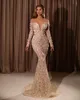 Abiti da sposa vintage a sirena champagne con spalle scoperte Appliques in pizzo Abito da sposa Sweep Train robe de mariee abiti da sposa