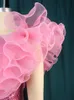 Abiti sexy urbani AOMEI Donna Abiti lunghi con paillettes scintillanti rosa Festa di compleanno Invitato a un matrimonio Manica a volant aderente Elegante abito da notte da club 3XL 4XL 230809