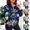 Women's Jackets Womens Casual Daily Lightweight Zip Up Jacket Floral Print Coat Stand Collar Short Sports Outwear Office Outfit