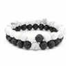 Perlen BK Naturstein Paar Armbänder Set für Frauen Herren Achat Tigerauge Charme ätherisches Öl Diffusor Lava Rock Perlen Armreif Handma DHR0B