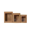 White Brown Kraft Paper Drawer Type Presentlåda med tydliga PVC -fönster bröllopskläder strumpor underkläder Förpackningslådor LX4052