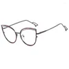 Zonnebril Mode Anti Blauw Licht Blok Bril Vrouwen Clear Lens Oculair Vrouwelijke Shades Cat Eye Eyewear Aluminium Frame