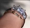 Klaster pierścieni solid 10k białe złoto kobiety w przyjęciu na przyjęcie rocznicowe pierścionek zaręczynowy 1 2 3 4 5 Księżniczka Square Moissanite Diamond