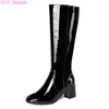 أزياء ركبة أحذية عالية أحذية النساء 2021 خريف الشتاء النسائية الباهتة العالية الأسود الأبيض الأحمر الأحذية طويلة الحجم كبير 45 L230704