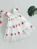 Girl Dresses Toddler Floral Print Tulle Dress With Flutter Sleeves And Bow Detail - Perfect For Summer Parties Special Occasions