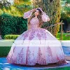 Pink vestido de xv anos аппликация Quinceanera Планты с плеча мексиканские девушки сладкие 15 платье для вечеринки по случаю дня рождения