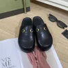 Дизайнерские тапочки Baotou Woman Muler Slippers Vintage Shoes Half New G Sandals Металлическая буква сандалия