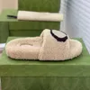 winter Men slipper fashion Lazy black white letter women designer shoes sexy platform Lady Cartoon Plush slippers 100% keep warm wool flops Large size 35-42-45 With box