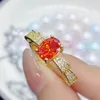 Кластерные кольца оранжевый австрийский хрустальный шик бриллиантов драгоценные камни нежные для женщин 18 тыс. Золото уникальные ювелирные аксессуары