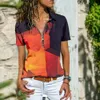 T-shirt da donna Vintage Indie Folk T-shirt con stampa da donna Casual manica corta con scollo a V Cerniera T-shirt allentata Bohemian Summer Top Pullover donna 230808