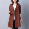 Женские траншевые пальто 2023 Весеннее осенний стиль хэки хаки