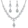 Set di gioielli da sposa WEIMANJINGDIAN Brand Blue Teardrop e Marquise Cut Cubic Zirconia CZ Crystal Collana Orecchini Set da sposa 230808