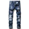 Jeans de créateur pour hommes trou bleu clair gris foncé marque homme pantalon pantalon streetwear denim skinny slim droite biker jeans