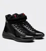 Perfect Americas Cup High-Top Sneakers Buty męskie gumowe guma Sole Sole sportowe materiały z siatki Patent skórzany Para Trener Zniżka