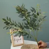 Decorative Flowers 5pcs 3Colors 60cm 5forks Artificial Silk White Green Willow Leaf Plant DIY Wedding Decoration Home