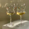 Drinking Glasses Creative Art Sense Wine Glass Color Gem Color Dot Glass Ins Beautiful Gift To Girlfriend French Goblet HKD230809