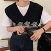 Women's Sweaters 2023 Foldable Vest Retro Rose V-neck Knitted Sweater