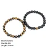 Perlen BK Naturstein Paar Armbänder Set für Frauen Herren Achat Tigerauge Charme ätherisches Öl Diffusor Lava Rock Perlen Armreif Handma DHR0B