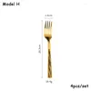 Обеденный зал наборы ужина нож Main Fork Spoon Set Black and Gold Handl Western Dableware Tool Домохозяйство из нержавеющей стали Фрукты