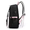 Torby szkolne Fengdong duże szkolne torby dla nastoletnich dziewcząt USB Port Port Canvas School Student Book Bag Fashion Black Pink Teen School Plecak 230809