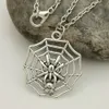 12Pc Halloween Antique Silver Spider Web Pendant Necklace For Men Jewelry Gift T-012