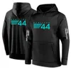 QFB2 2023 Formel 1 Mäns mode hoodies Sweatshirts F1 Racing Team Driver Lewis Hamilton Digital 44 Hooded Long Sleeve Jacket Drawstring dragkedja Stängning Solid