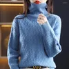 Kadın Sweaters Sonbahar Kış Kalın Yüksek Neck Kaşmir Yün Sweater Gevşek Yumuşak Örgü Alt Pulover Sıcak Beltlanka Kadın