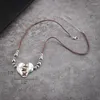 Pendant Necklaces Vintage Ethnic Heart Metal Necklace For Women Tribe Leather Jewelry Silver Color Choker Party Accessories