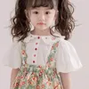 服セット女の子の花の印刷スーツ韓国スタイルのシャツスリップドレス2ピースファッショナブルな甘い子供の子供