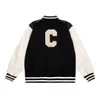 Mens Jackets Streetwear Men Baseball Jacket Spring Letter C Embroidery Patchwork Pu Leather Sleeves Casual Cashmere Unisex Clothing 230809
