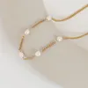 Ketten Echte Perlenkette Edelstahl Für Frauen Minimalistischer Einfacher Eleganter Schmuck Zierlicher Sommer