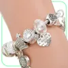 Brins bracelet charme de cristal blanc perles de coeur diy bijoux pendentif entier 2055070