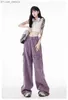 Pantalon Femme Capris Harajuku Taille Haute Vintage Violet Loose Fit Jeans Printemps Eté Femme Y2K Jambe Large Sac Street Denim Pantalon Z230809