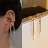 Ryggar örhängen 1Pair Crystal Tassel Ear Clip Earring för kvinnor som inte är piercerande manschett.