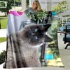 Blankets Swaddling 3D cartoon gray cat pattern flannel throw blanket king soft and cute warm home office sofa bed decoration children's travel camping gift Z230809