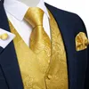 Men's Vests Formal Dress Gold Blue Black Paisley Wedding Suit Vest Formal Business Men Tuxedo Waistcoat Vest Suit Bowtie Necktie Set DiBanGu 230808