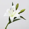 Flores decorativas 5 pçs Artificial Lily Bouquet Simulação Flor Para Decoração De Casamento Sala De Estar Decoração De Escritório Presente Amigos