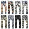 Designer-Jeans Herrenjeans High Street Lila Jeans für Herren Stickereihosen Damen Oversize Ripped Patch Hole Denim Gerade Mode Streetwear Slim Jeans XJ7A