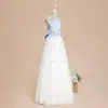 Mädchenkleider YZYmanualroom Blumenkleid Chiffon für Hochzeit Erstkommunion Kleine Braut Kleid Junior Brautjungfer 4-15T
