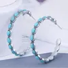 Hoop örhängen stora ihåliga runda pärlor mode smycken turkos sten överdriven cirkel örhänge för kvinnor strand juveler gåvor
