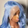 Jarin 13x4 vague de corps bleu cheveux humains Transparent dentelle avant perruque 13x6 30 rose couleur queue de cheval brésilien Remy pour les femmes