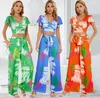 Женские блузки Boho 2023 Summer Wind Wantsuit Slim Crort-Casual Style Culottes с двумя частями костюма