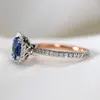 Trouwringen Huitan Trendy Blauw/Groen Zirconia Dames Two Tone Design Unieke Engagement Luxe Sieraden Drop