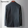 Herrenanzüge-Blazer Marke Top Grade Herren-Blazer Frühling Herbst mikrofaltig elastische einfarbige Luxus-Business-Anzugjacken Korea Mann Kleidung 230808