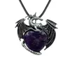 Gros Cristal Charmes Collier Corde Chaîne Aile Dragon Amour En Forme De Pierres Précieuses Naturelles Pendentif Collier Bijoux